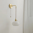 GobekUsa Glass Copper LED Wall Lights with Knob Switch, Modern Bedside Lamp