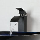 GobekUsa Gradient Blue Glass Basin Faucet Set with Waterfall Mixer Taps