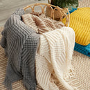 GobekUsa 3D Knitted Tassel Blanket: Stylish Home Decor Throw for Sofa & Bed