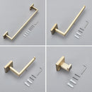 GobekUsa Brushed Gold Bathroom Hardware Set Stainless Steel Towel Bar Robe Hook Toilet Paper Holder