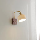 GobekUsa Ceramic LED Wall Light Fixture White Copper Walnut Ash Bedside Lamp