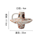 GobekUsa Geometric Line Ceramic Vase with Fringe Decoration