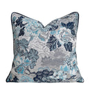 GobekUsa Chinoiserie Blue Peony Floral Jacquard Cushion Cover - Oriental Art Decor for Sofa