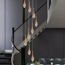 GobekUsa Gold LED Staircase Chandelier: Elegant Luxury Large Pendant Lamp for Living Room