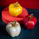 GobekUsa Golden Ceramic Apple Sculpture Desk Decoration Ornaments Crafts Room Decor