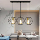 GobekUsa Geometric LED Chandelier: Modern Metal Frame Light for Dining Room or Bedroom