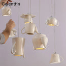 GobekUsa Ceramic LED Pendant Lights: Nordic Teapot Design for Modern Living and Kitchen.
