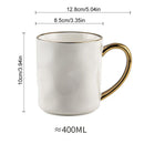 GobekUsa Nordic Gold Rim Mug Set - Light Luxury Ceramic Coffee Cups with Handle