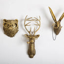 GobekUsa Golden Deer Head Wall Hook: Antique Bronze Resin Animal Pendant for Stylish Wall Decor