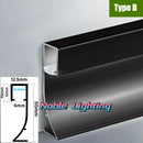 GobekUsa Black Aluminium LED Profile for Recessed Skirting with Silicone Cover