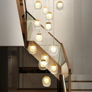 GobekUsa Gold Crystal Staircase Chandelier: Luxury Indoor Lighting for Dining Room & Hallway
