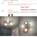 GobekUsa Kids Nordic Glass Chandelier LED Ceiling Light - Blue Pink Cartoon Theme