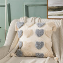 GobekUsa Heart Embroidery Cushion Cover 45x45cm Orange Grey Geometric Pillowcase