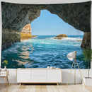 GobekUsa Coastal Cave Tapestry Wall Hanging - Boho Seaside Landscape Room Decor