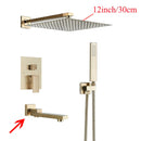 GobekUsa Black Wall Mounted Shower System with Handshower - 12/16 Inch Rainwater Faucet