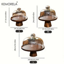 GobekUsa Japanese Wooden Cake Tray with Glass Lid | Kitchen Food Storage Box
