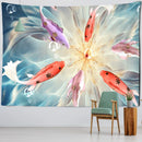 GobekUsa Ink Lotus Koi Tapestry: Boho Aesthetic Psychedelic Room Art Hippie Decor