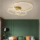 GobekUsa Golden Coffee LED Ceiling Light with Acrylic Lampshade for Creative Living Room Fixtures