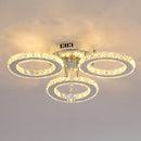 GobekUsa Crystal Chandelier 3Rings Chrome Pendant Light for Bedroom Living Room