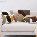 GobekUsa Abstract Beige Coffee Brown Knot Cushion Cover | Handmade Neutral Art for Sofa Bed