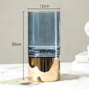 GobekUsa Gold Glass Vase Clear Desk Decor Hydroponic Floral Arrangement Bud Flower Pot
