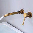 GobekUsa Brushed Gold In-Wall Black Basin Faucet Set for Bathroom Sink Mixer Tap