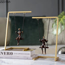 GobekUsa Golden Swing Metal Sculpture Desk Ornament - Modern Home Decor