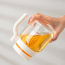 GobekUsa 1000ML Glass Tumbler with Lid, Straw & Handle - Transparent Coffee Cup Water Bottle