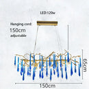 GobekUsa Blue Crystal Chandelier: Luxe Living Room LED Lighting