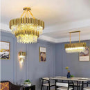 GobekUsa Crystal LED Pendant Lights: Luxury Gold Plating Metal Hanging Lamp for Living, Dining, Bedroom