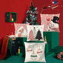 GobekUsa Christmas Santa Claus Linen Pillowcase - Sofa Cushion Cover, Decorative Living Room Pillow Cover