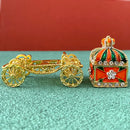 GobekUsa Enamel Crown Jewelry Box Carriage Figurine Wedding Ring Holder Shrine Home Decor