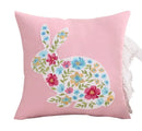 GobekUsa Bunny Cushion Cover Pink White Floral Embroidered Easter Home Sofa Decoration