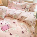 GobekUsa Cartoon Print Bedding Set: Breathable Duvet Cover, Bed Sheet, Pillowcases - Double & Single Sizes