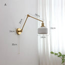 GobekUsa Copper Swing Arm Wall Lights Sconce Up Down LED Modern Ceramic Lampshade