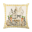 GobekUsa Easter Bunny Rabbit Linen Cushion Cover 45x45cm - Flower Print Festival Pillowcase