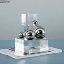 GobekUsa Crystal Ladder Silver Ball Desk Ornament Geometric Block Room Decor