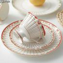 GobekUsa Gold-Striped Ceramic Cup & Saucer Set for Dining Table Coffee Milk Tea Juice