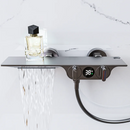 GobekUsa Digital Display Black Waterfall Shower Mixer Wall Mount Brass Bathroom Taps