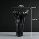 GobekUsa Irregular Resin Vase Black White Flowers Handicraft Ornaments Home Decor