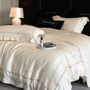 GobekUsa Light Champagne Luxury Embroidery Bedding Set with 1000TC Egyptian Cotton - 4Pcs