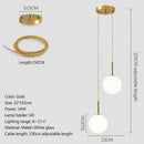 Nordic Glass Globe Pendant Light in Gold and White