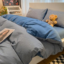 GobekUsa Japanese Grid Printed Cotton Bedding Set in Queen/King for Cozy Sleep
