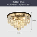 GobekUsa Crystal Ceiling Chandelier: Modern Black Gold LED Pendant Lamp for Luxury Living Room
