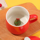 GobekUsa Christmas Animals Ceramic Tea Cup Set Red Porcelain Mugs