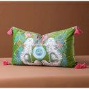 GobekUsa Handmade Lumbar Pillow Case Lion Dog Floral Decorative Cover