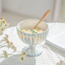 GobekUsa Gradient Gloss Ceramic Dessert Bowl Goblet Jewelry Tray Decor Snack Storage Container