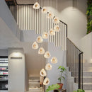 GobekUsa Golden Acrylic LED Chandeliers for Living Room, Large & Creative Design Villa Lighting