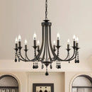 GobekUsa Black Metal Crystal Chandelier: Artistic LED Lighting for Home Decor