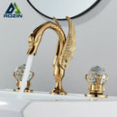 GobekUsa Gold Swan Basin Faucet - Dual Crystal Handle Bathroom Mixer Tap - Cold/Hot Water